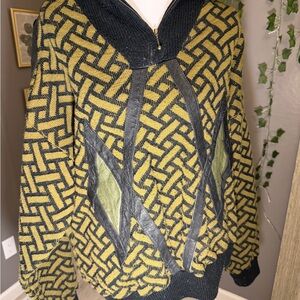 Chic V-Neck Sweater with Geometric Design